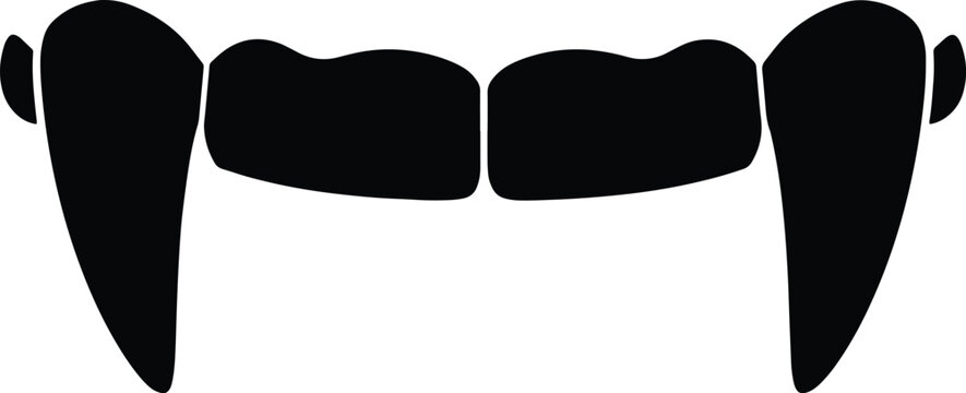 Minimalist vampire teeth silhouette icon for halloween graphic design projects
