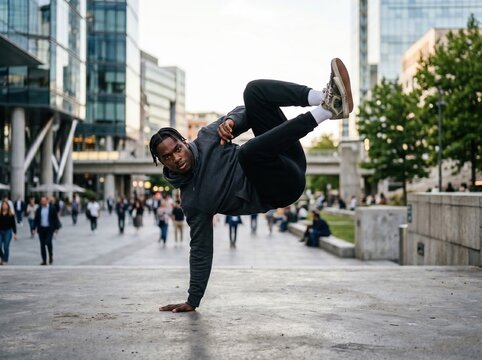 Energetic Breakdancer Showcasing Urban Skill