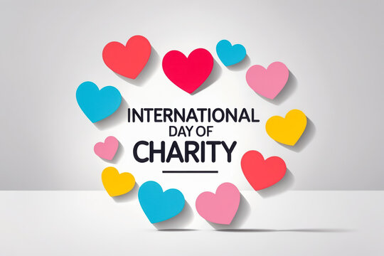 Banner poster greeting card international charity day, gratuitous aid and volunteering AI Generative