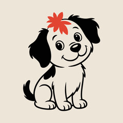 Obraz premium Anatomical representation of a juvenile canine with a red botanical specimen on the head, showing smooth surface contours