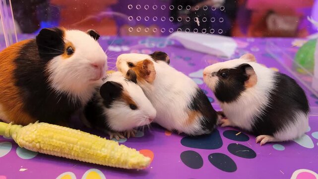 Guinea Pigs enjoying with friends, The Cutest Champions,  Hungry  Guinea Pigs Enjoying Fresh Corn,