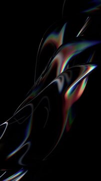 Abstract iridescent background design, vertical 4k seamless loop 3d animation