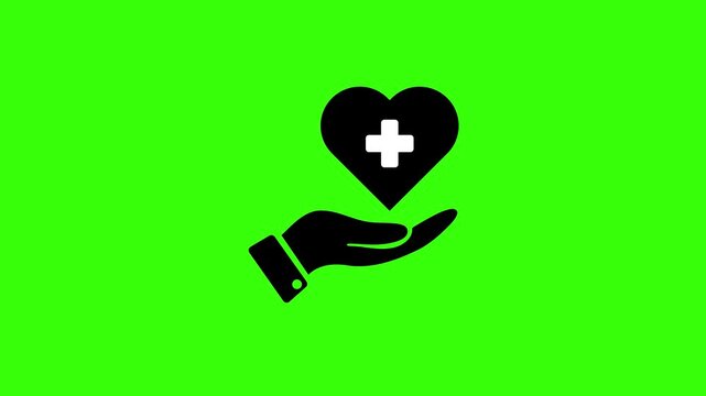 Medical Support Symbol Simple 4K Motion Graphic Loop on Green Screen
