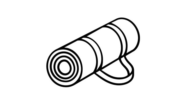 Minimalist rolled up yoga mat vector icon illustration for mindfulness, meditation and fitness exercises, clean flat line art design for wellness apps, health websites and mental health media.