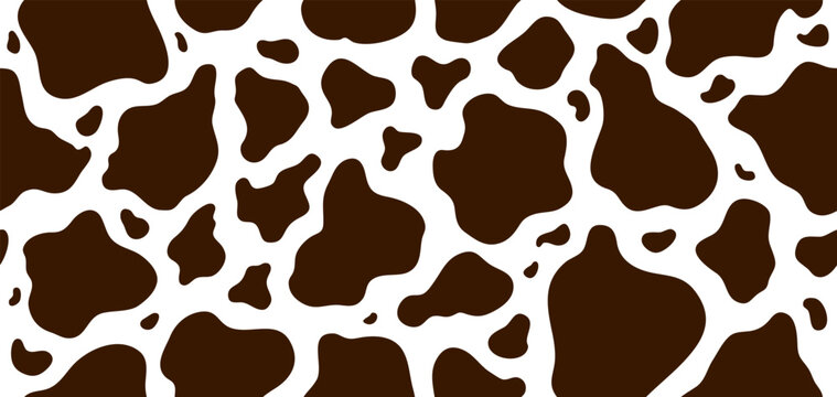 Seamless cow print pattern vector brown and white animal skin texture repeating farm background