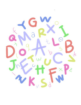 Alphabet letters on white background