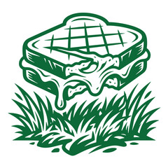 Fototapeta premium Grilled cheese sandwich illustration in grass engraving style with sandwich engraving illustration