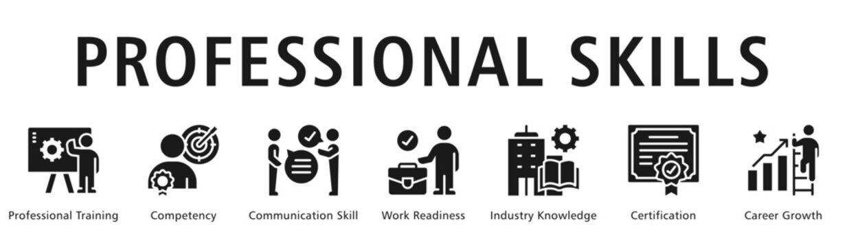 Professional Skills Web Banner  icon vector illustration concept