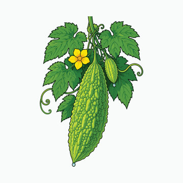 Bitter gourd vine vector illustration
