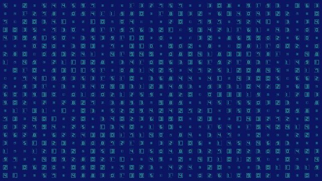 Digital Binary Numbers Grid Background in Blue Technology Pattern