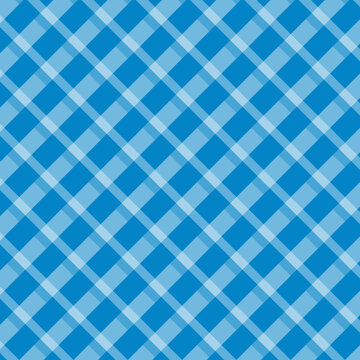 Diagonal Tartan Checkered Surface with Crossed Semi Translucent Stripes: Scripted Content Classic Blue Gingham Seamless Pattern with Light Azure Diagonal Plaid for Retro Picnic and Textile Background 
