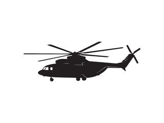 Fototapeta premium Military transport helicopter silhouette vector with helicopter military transport