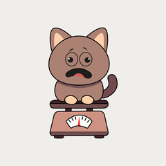 Sad Cat on a Weight Scale Illustration © Yaden Std