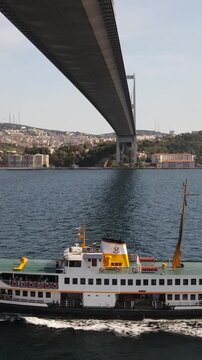 Ferry Boat Under Bridge