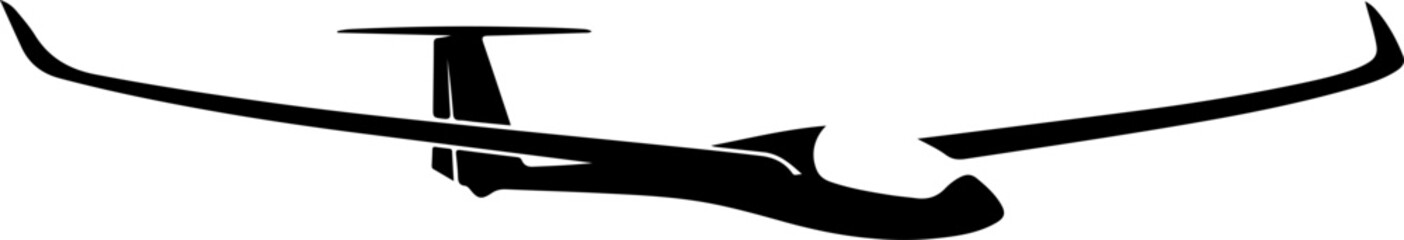 Obraz premium Glider, sailplane, aircraft silhouette, vector, black, minimalist design