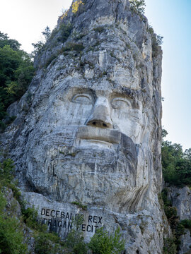 Statue of Decebalus in the Danube river, Romania