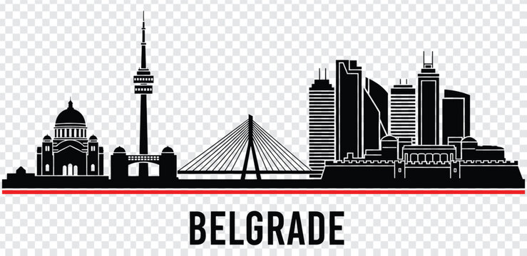 Belgrade serbia city skyline silhouette vector illustration