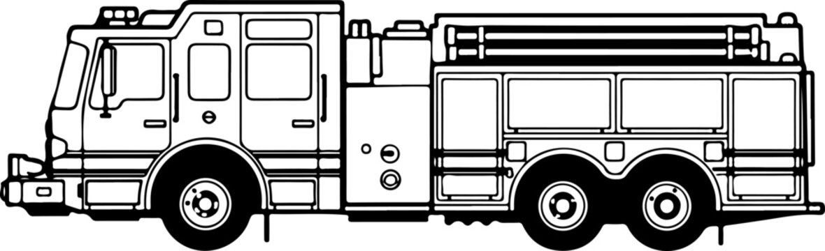 Fire truck, emergency vehicle, rescue truck, fire engine, vector illustration