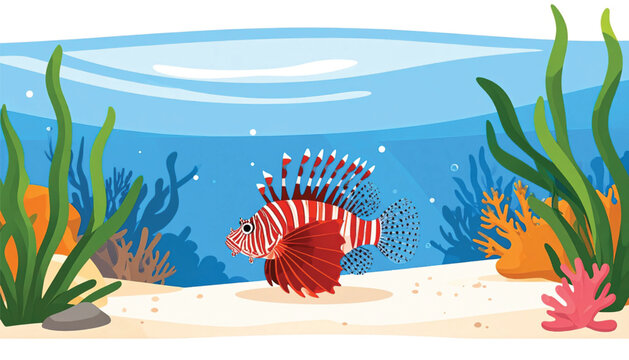 Lionfish swimming underwater ocean sea.