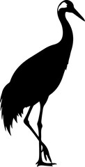 Obraz premium Black silhouette bird, crane icon, animal illustration, wildlife symbol