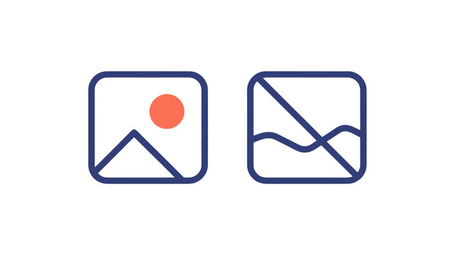 Vector image placeholder icons showing a landscape graphic and a broken missing image symbol