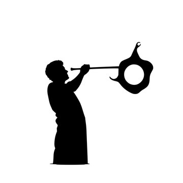 Solid black silhouette of a glassblower with a blowpipe, artisan glass craft profession, clean edges, isolated on white background. set with simple line art design featuring simple design, minimali...