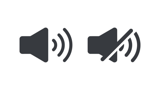 Volume control icons showing active sound waves and muted speaker for audio settings