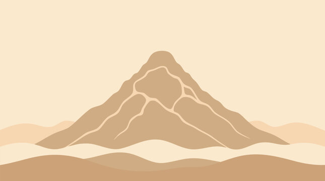 Minimalist flat vector illustration of a desert mountain peak representing Mount Arafat, clean landscape design for religious pilgrimage or travel themes, isolated on a light background.