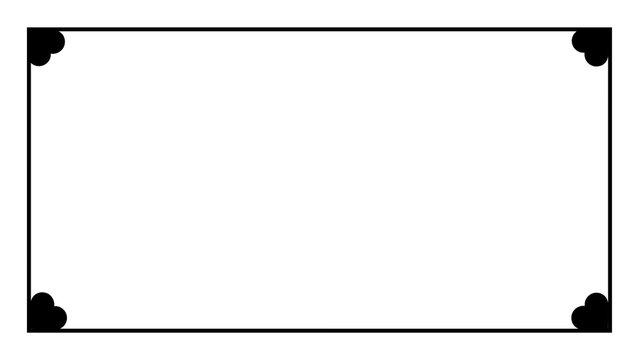 Minimal black rectangular border frame overlay design with heart on the corner 
