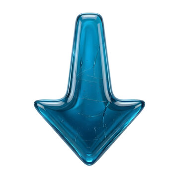 Blue arrow pointing down isolated on transparent or white background
