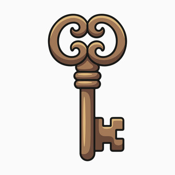 Antique Skeleton Key Vector Illustration for Halloween Design