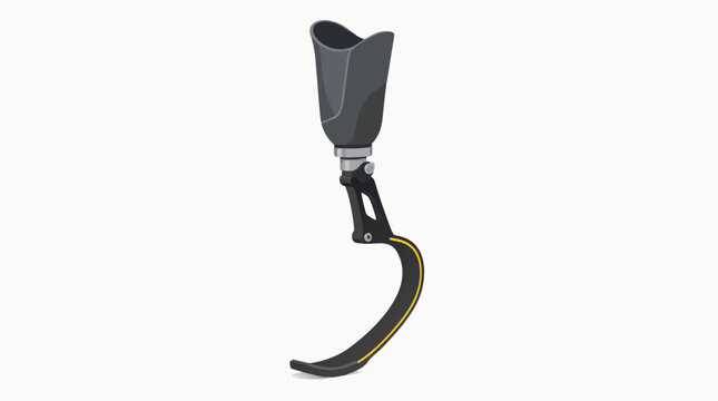 Modern Carbon Fiber Prosthetic Running Blade for Parathlete Runners and Amputee Athletes, Sleek Minimalist Flat Vector Illustration for Adaptive Sports and Medical Rehabilitation Design Concepts.