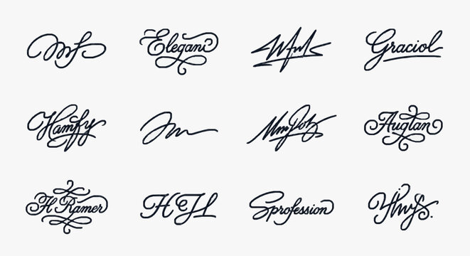 Collection of elegant handwritten signature logos and monograms.