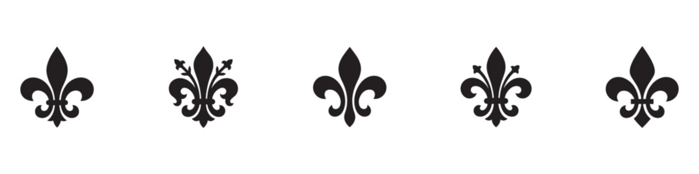 Fleur de lis icon set. Fleur de lis ornament icon design template. Vector Illustration. EPS 10