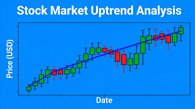 Stock market price chart showing an uptrend with trendline