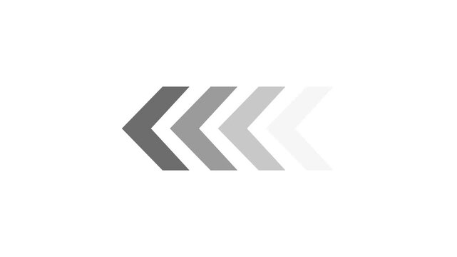 Left arrow animation on white  background. Direction black arrow icon. 4k motion video