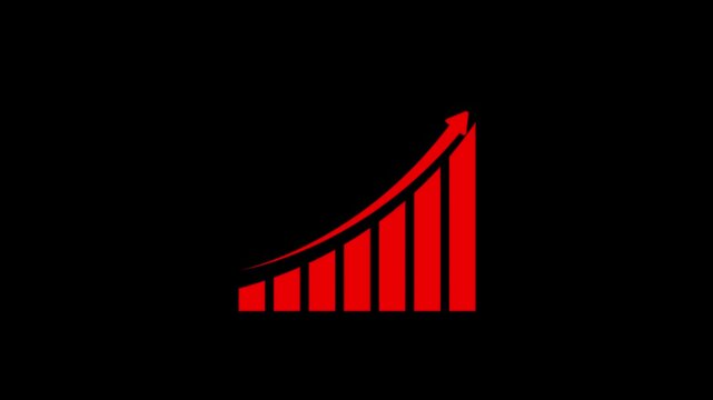 Business growth concept in red graph chart showing marketing sales profit increasing to future target. 4k video