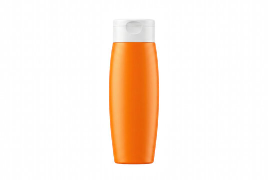 Orange Plastic Cosmetic Bottle with White Flip Top Cap