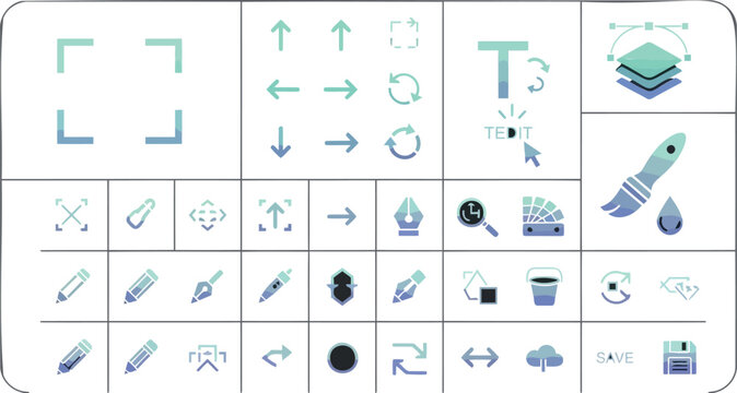 Icons represent digital design tools.