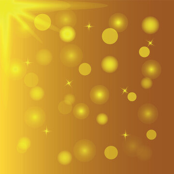 Golden bokeh background with glowing light particles and star shapes, background