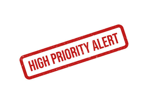 Red high priority alert rubber stamp mark