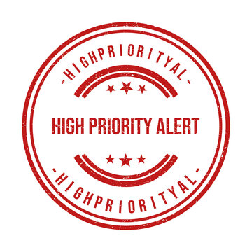 Red high priority alert rubber stamp seal