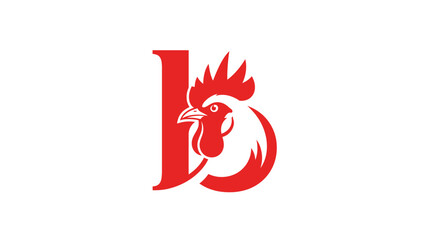 Minimalist red rooster logo integrated with letter B © Roy