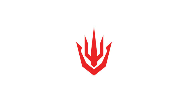Minimalist red trident icon isolated on white background