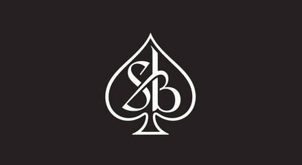Fototapeta premium Minimalist SB monogram logo inside a spade symbol