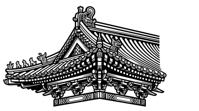 Traditional Thai temple roof detail.