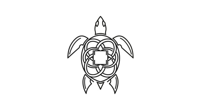 Minimalist sea turtle icon with celtic knot shell pattern