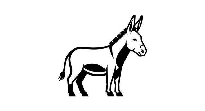 Minimalist standing donkey vector illustration on white background