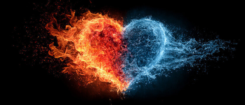 Heart Shape Made of Fire and Water