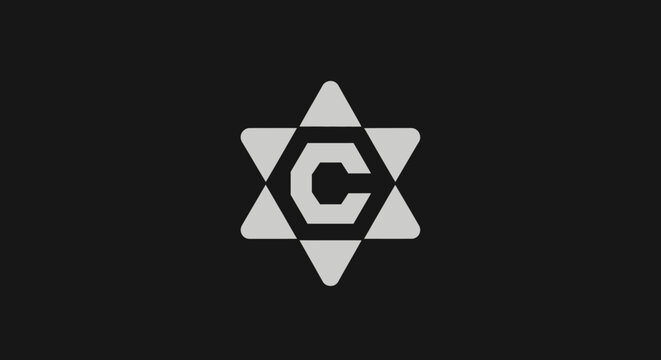 Minimalist letter C monogram inside a six pointed star
